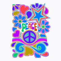 Peace And Love Flowers And Stars Hippie Design T-shirt | Artistshot