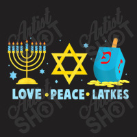 Love Peace Latkes Hanukkah Chanukah Menorah Jewish T-shirt | Artistshot