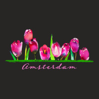 Amsterdam Tulip Flower Watercolor Women Girls Gard Ladies Fitted T-shirt | Artistshot