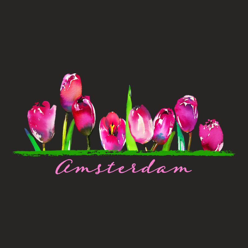 Amsterdam Tulip Flower Watercolor Women Girls Gard Ladies Fitted T-Shirt by clishgdo | Artistshot