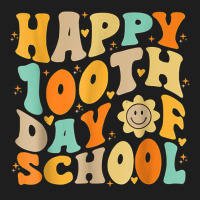 Teacher Kids Retro Groovy 100 Days Happy 100th Day Classic T-shirt | Artistshot