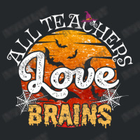 All Teachers Love Brains Halloween Humor Zombie Pun Funny School Party Crewneck Sweatshirt | Artistshot