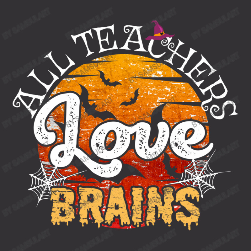 All Teachers Love Brains Halloween Humor Zombie Pun Funny School Party Vintage Hoodie And Short Set | Artistshot