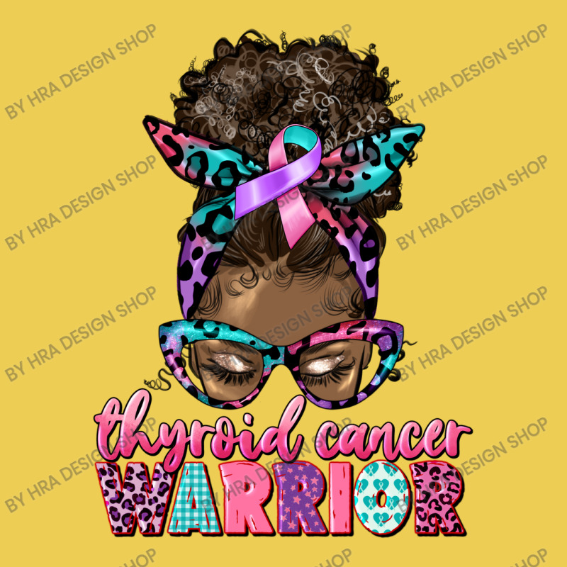 Thyroid Cancer Warrior Afro Messy Bun Graphic T-shirt | Artistshot