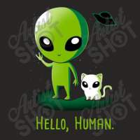 Alien With Very Funny Cat Ladies Fitted T-shirt | Artistshot