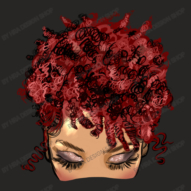 Afro Light Skin Red Hair Messy Bun Ladies Fitted T-shirt | Artistshot