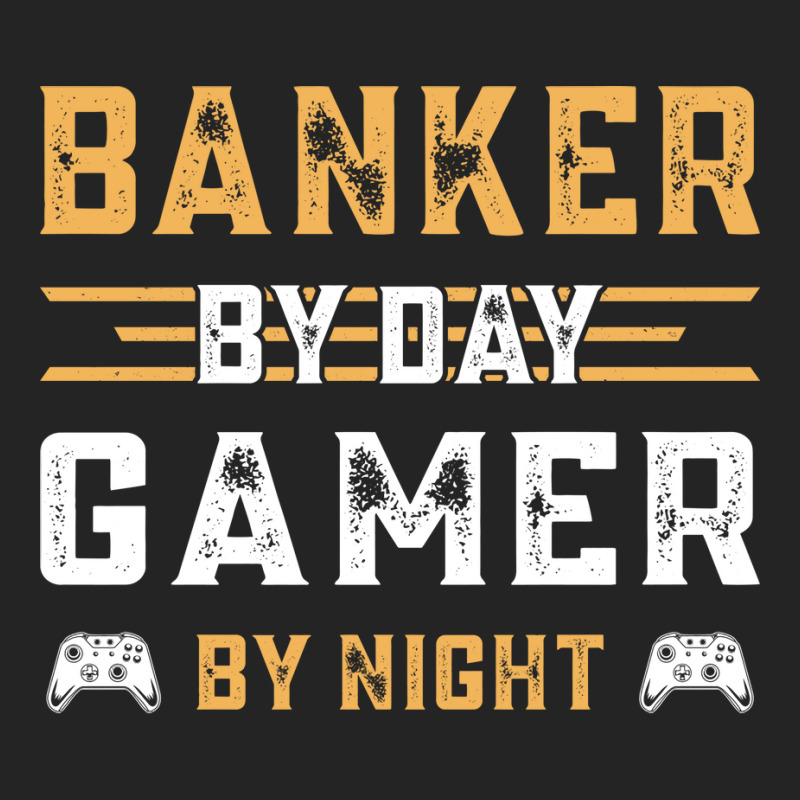 Funny Retro Gamer Gift Banker By Day Gamer By Nigh 3/4 Sleeve Shirt by idemanhirie | Artistshot