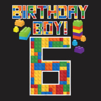 Cute 6th Birthday Gift 6 Years Old Block Building Boys Kids T Shirt T-shirt | Artistshot