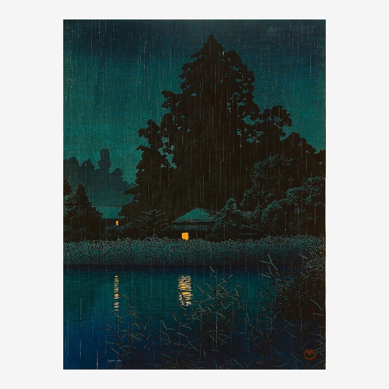 Rain At Omiya Japanese Woodblock Print Vintage Adjustable Cap by jeffreybirge | Artistshot