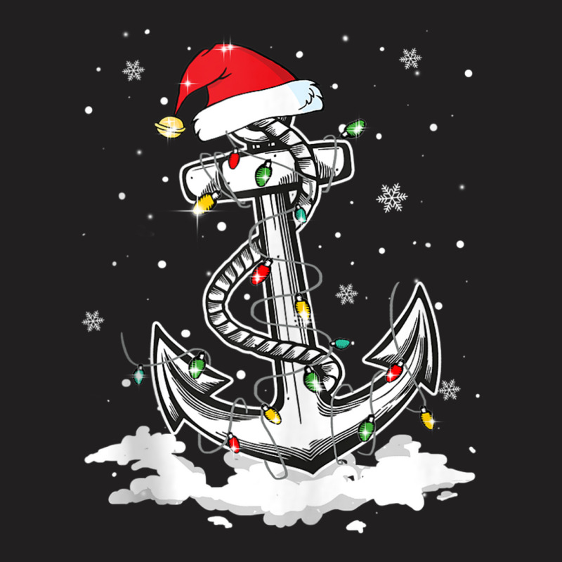 Anchor Boating Sailing Christmas Santa Hat Lights T-shirt | Artistshot