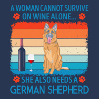 German Shepherd T  Shirt A Woman Cannot Survive On Wine Alone She Also Men Denim Jacket | Artistshot