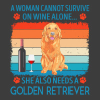 Golden Retriever T  Shirt A Woman Cannot Survive On Wine Alone She Als Men's Polo Shirt | Artistshot