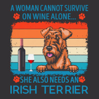 Irish Terrier T  Shirt A Woman Cannot Survive On Wine Alone She Also N Vintage Hoodie | Artistshot