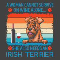 Irish Terrier T  Shirt A Woman Cannot Survive On Wine Alone She Also N Vintage T-shirt | Artistshot