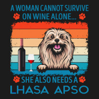 Lhasa Apso T  Shirt A Woman Cannot Survive On Wine Alone She Also Need Hoodie & Jogger Set | Artistshot