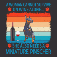 Miniature Pinscher T  Shirt A Woman Cannot Survive On Wine Alone She A Vintage Hoodie And Short Set | Artistshot