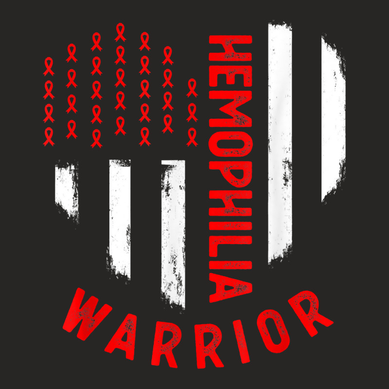 Hemophilia Awareness Red Ribbon Us Flag Hemophilia Ladies Fitted T-Shirt by peeteeh | Artistshot