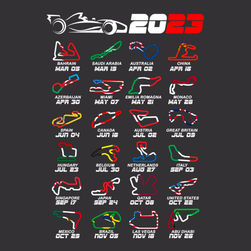 Calendar Formula Race Cars 2023 Circuits Colors Vintage Hoodie | Artistshot