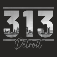 Detroit 313 Area Code Skyline Michigan Vintage T S Ladies Fitted T-shirt | Artistshot