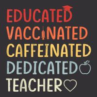 Educated Vaccinated Caffeinated Dedicated Teacher Vintage Hoodie And Short Set | Artistshot