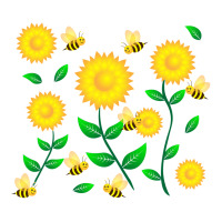 Honey Bee Cartoon On Sunflower Pattern Sticker | Artistshot