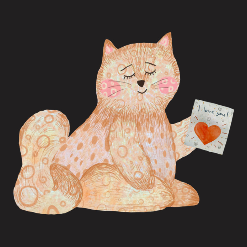 Cat Toy Card Love Colors Texture Watercolor Sketch T-shirt | Artistshot