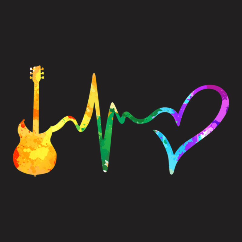 Electric Guitar Heartbeat Watercolor 1 T-shirt | Artistshot