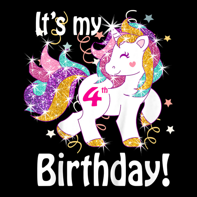 Kids Its My Birthday Shirt Girl Unicorn 4th (4 Yea Fleece Short | Artistshot