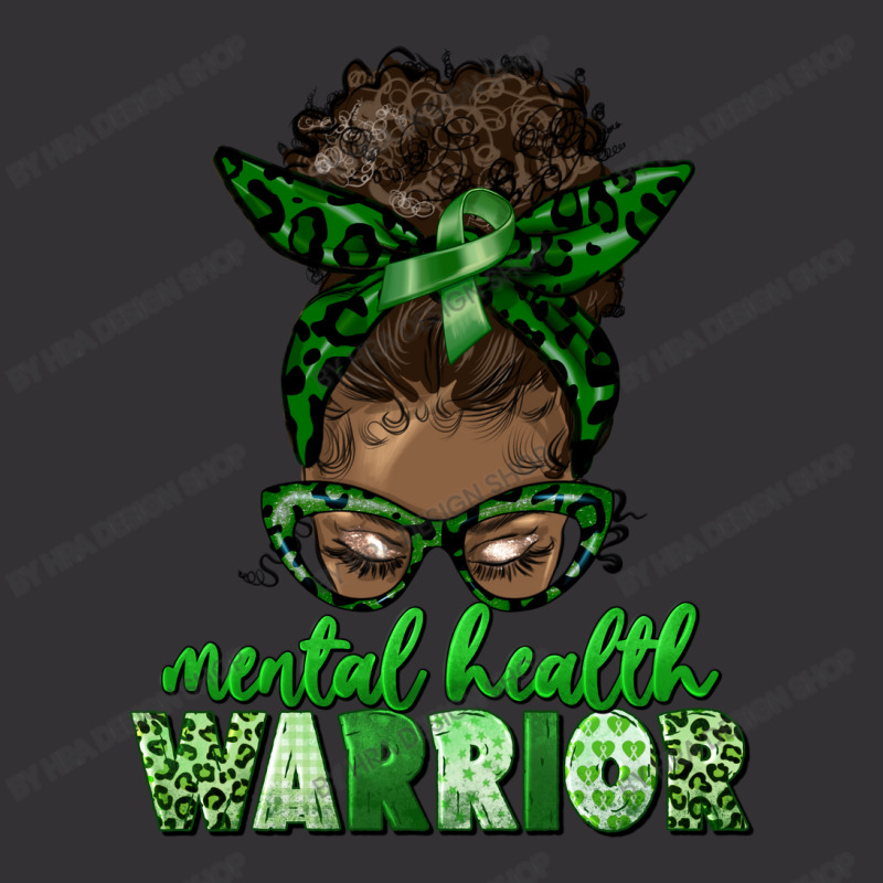 Mental Health Warrior Afro Messy Bun Vintage Hoodie | Artistshot