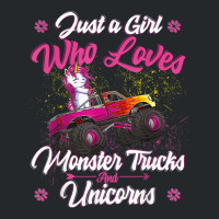 Just A Girl Who Loves Monster Trucks And Unicorns Crewneck Sweatshirt | Artistshot