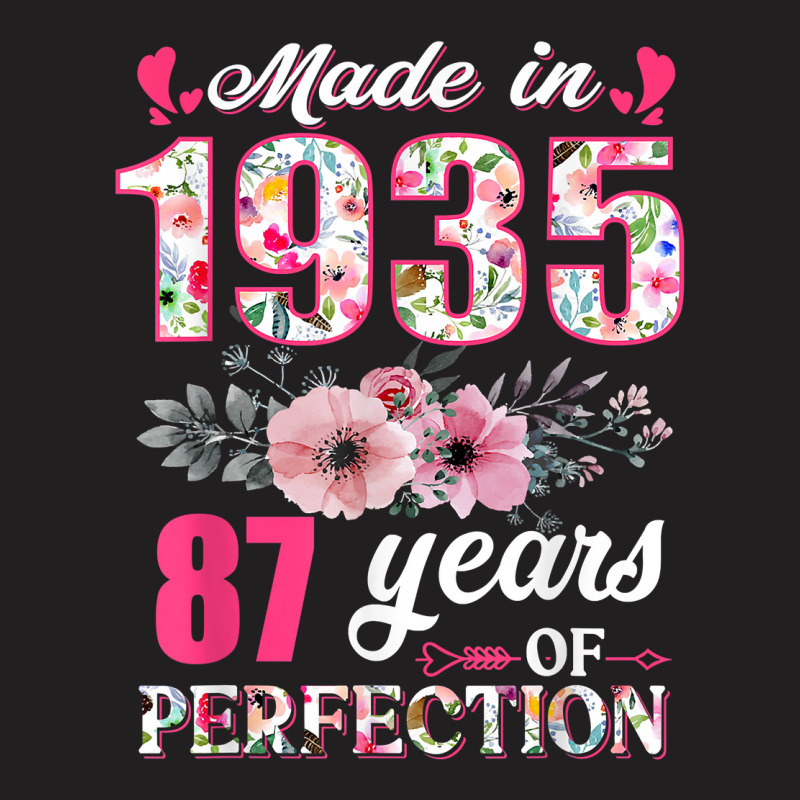 Made In 1935 Floral 87 Year Old 87th Birthday Gift T-shirt | Artistshot