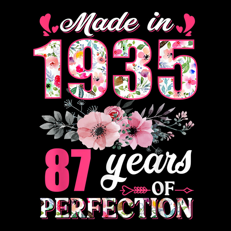 Made In 1935 Floral 87 Year Old 87th Birthday Gift V-neck Tee | Artistshot