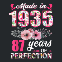 Made In 1935 Floral 87 Year Old 87th Birthday Gift Crewneck Sweatshirt | Artistshot