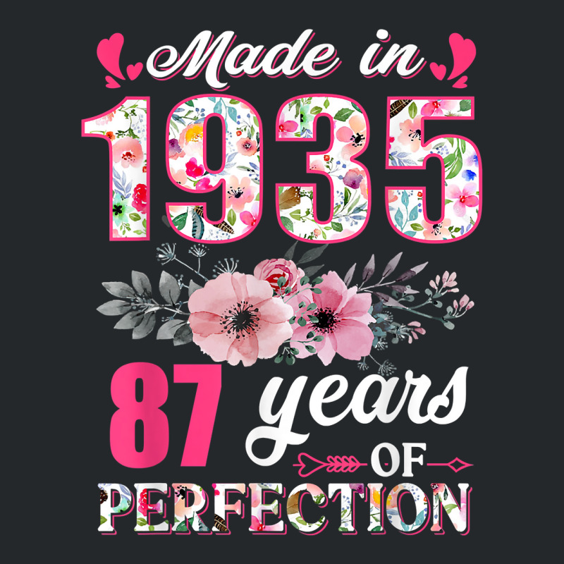 Made In 1935 Floral 87 Year Old 87th Birthday Gift Crewneck Sweatshirt | Artistshot