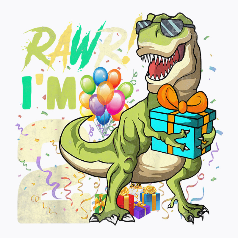 Kids Rawr I'm 2 Second Rex 2nd Birthday Dinosaur 2 T-shirt | Artistshot