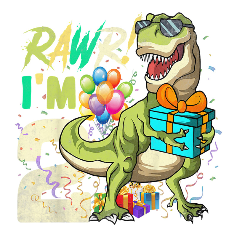 Kids Rawr I'm 2 Second Rex 2nd Birthday Dinosaur 2 V-neck Tee | Artistshot