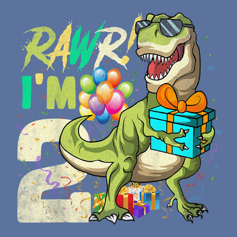 Kids Rawr I'm 2 Second Rex 2nd Birthday Dinosaur 2 Lightweight Hoodie | Artistshot