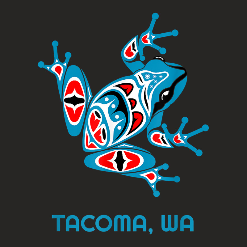 Tacoma Wa Red Blue Frog Pnw Art Native American T Ladies Fitted T-Shirt by ryniuga | Artistshot