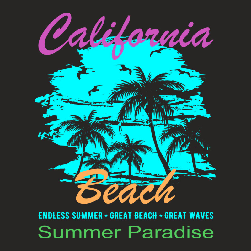 California Beach Summer Paradise Vintage Ladies Fitted T-Shirt by linnenbuessh | Artistshot