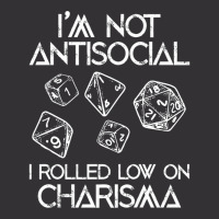 Not Antisocial, Rolled Low Charisma Funny Dice Rpg Vintage Hoodie And Short Set | Artistshot