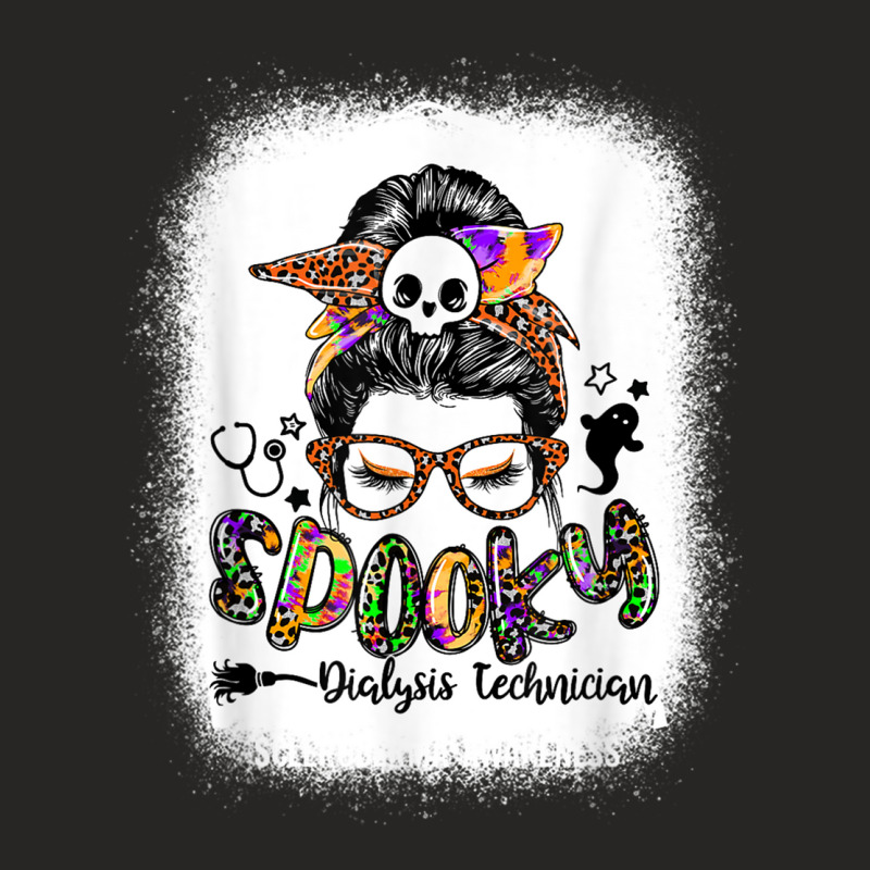 Spooky Dialysis Technician Messy Bun Women Funny H Ladies Fitted T-Shirt by bonne | Artistshot