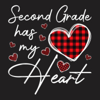 Second Grade Has My Heart Plaid Teacher Valentines T-shirt | Artistshot