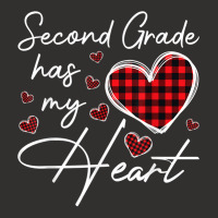 Second Grade Has My Heart Plaid Teacher Valentines Champion Hoodie | Artistshot