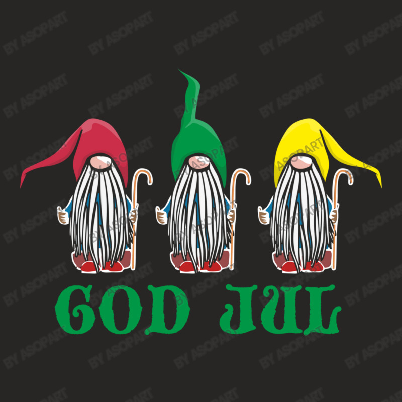 God Jul Scandinavian Christmas There Swedish Magical Gnomes In Funny H Ladies Fitted T-Shirt by AsopArt | Artistshot