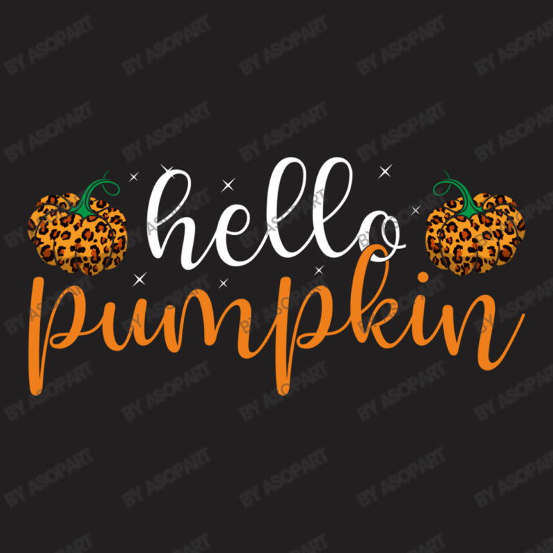 Hello Pumpkin Leopard Pattern Cute Fall Lover Design For Halloween Cos T-shirt | Artistshot