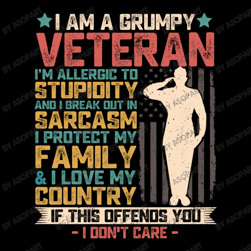 I Am A Grumpy Veteran American Flag Solder Vintage Patriotic Veterans Men's 3/4 Sleeve Pajama Set | Artistshot