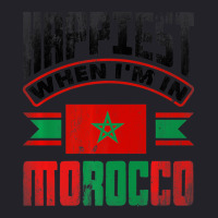 Morocco Moroccan Morocco Flag Happiest When Im In Unisex Sherpa-lined Denim Jacket | Artistshot