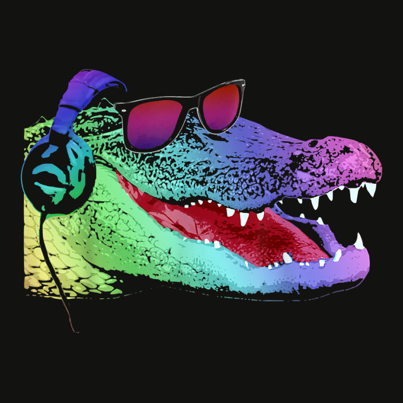 Alligator With Headphones And Sunglasses T Shirt Scorecard Crop Tee by worrekal | Artistshot