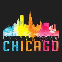 Chicago Illinois Retro Watercolor Skyline Art Souv Ladies Polo Shirt | Artistshot