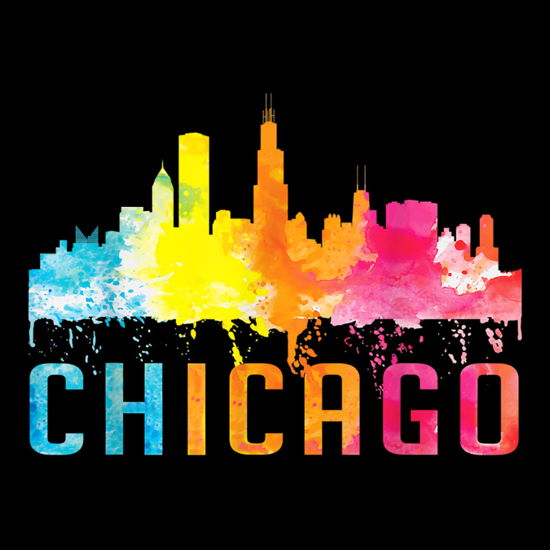 Chicago Illinois Retro Watercolor Skyline Art Souv Cropped Sweater by validokel | Artistshot